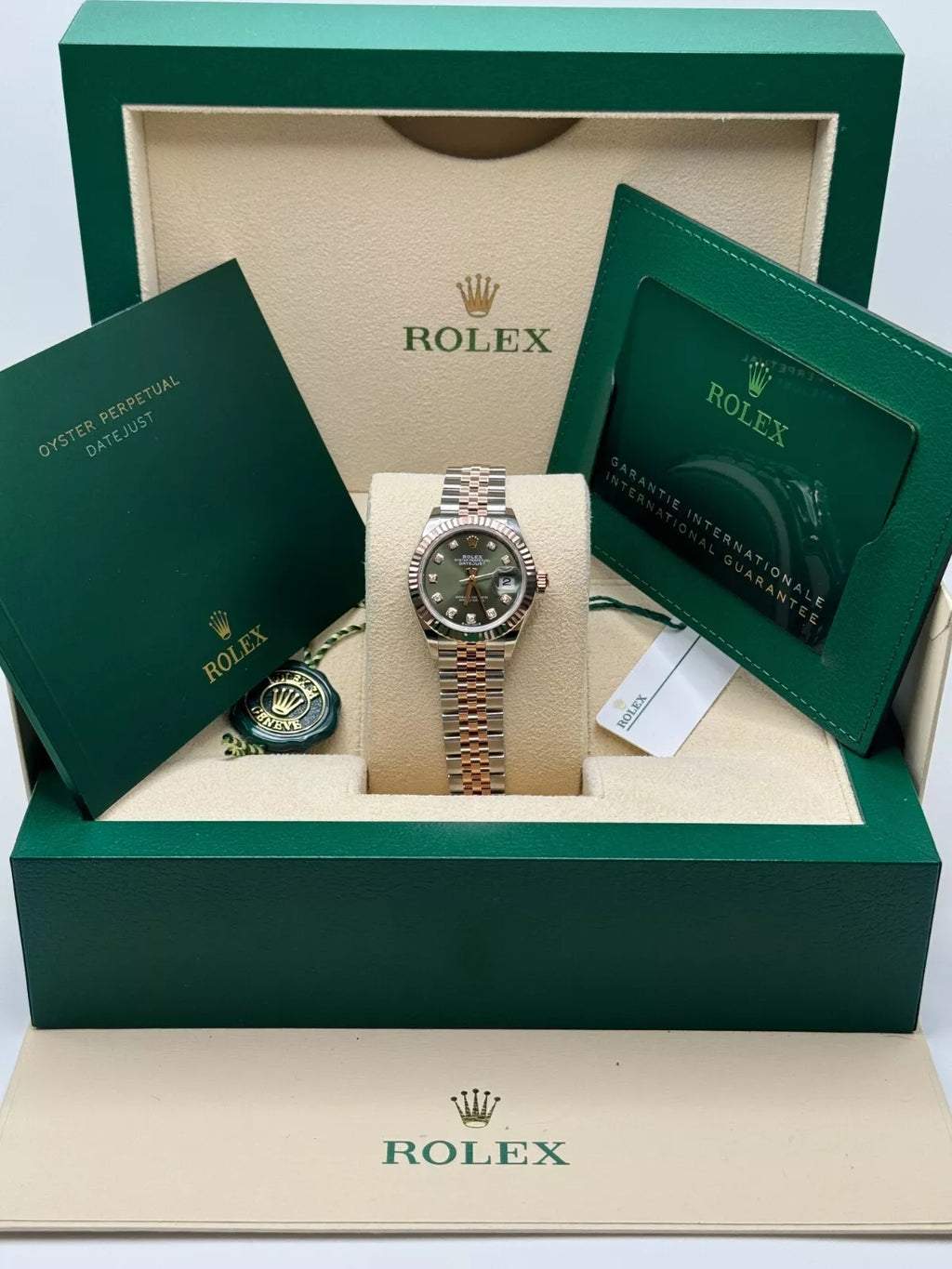 Rolex Lady-Datejust 28mm 279171 Green Diamond Oyster Stainless Steel and Rose Gold