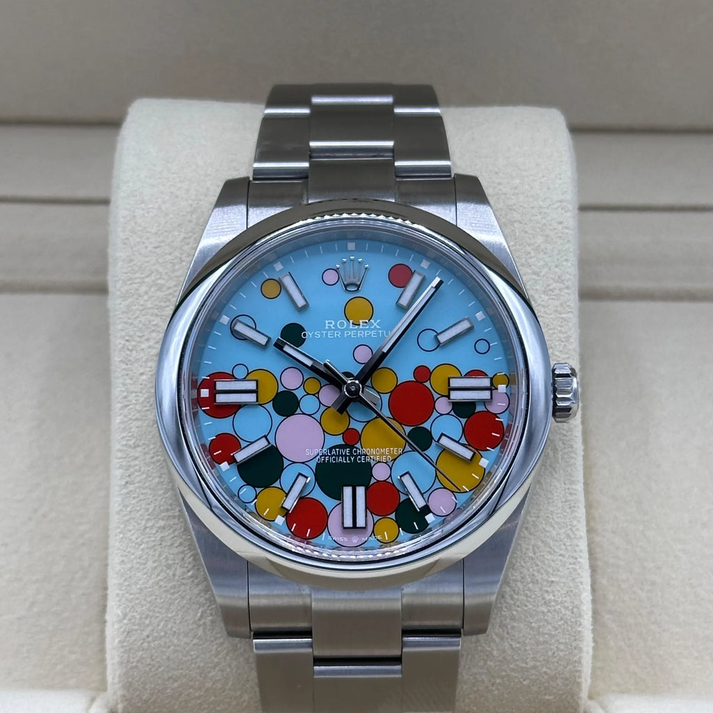 Rolex 124300-0008 Oyster Perpetual 41mm Turquoise blue Celebration Dial