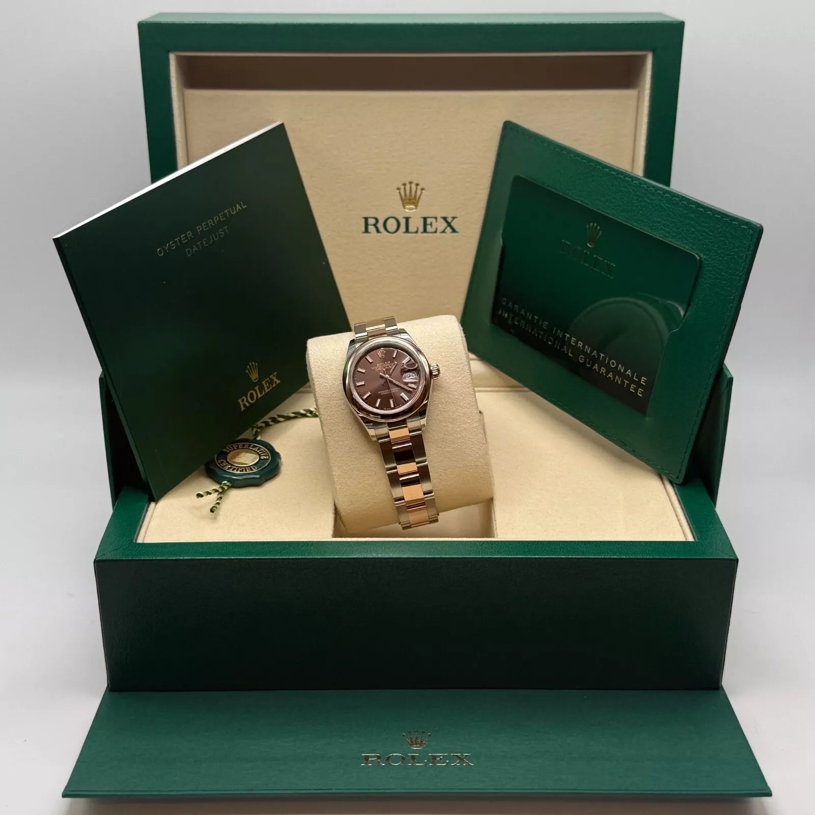 Rolex Lady-Datejust 28mm  279161 Chocolate Stick Dial, Two Tone Stainless Steel & 18K Rose Gold Oyster Bracelet Women's Watch