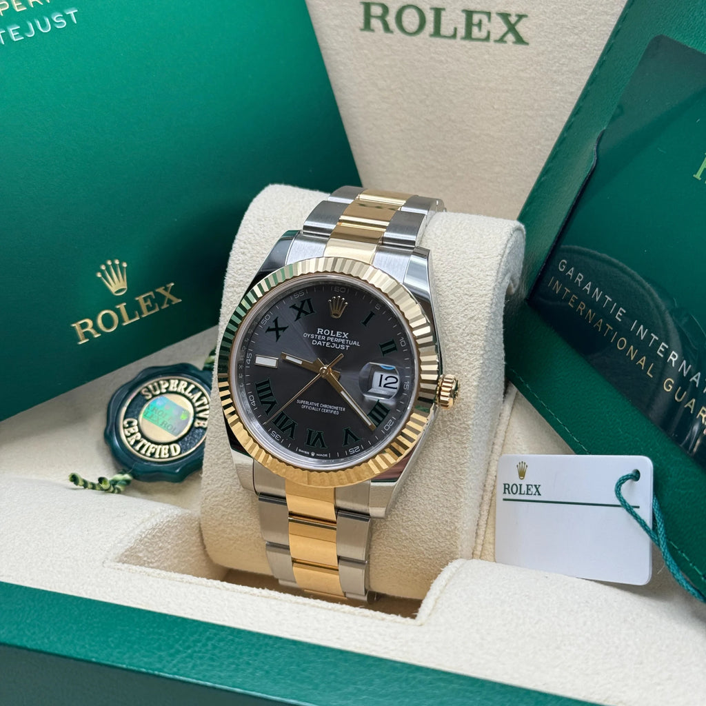 Rolex  Datejust 41mm 126333 Two-Tone Yellow Gold Fluted Bezel "Wimbledon" Dial Oyster