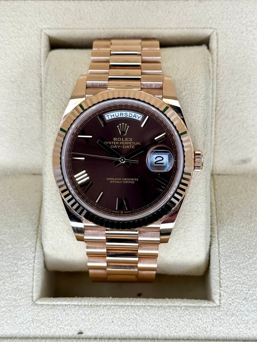Rolex  Day-Date "President" 40mm Everose Gold Chocolate Roman Dial - 228235