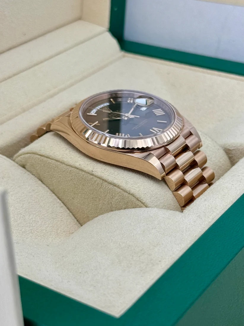 Rolex  Day-Date "President" 40mm Everose Gold Chocolate Roman Dial - 228235