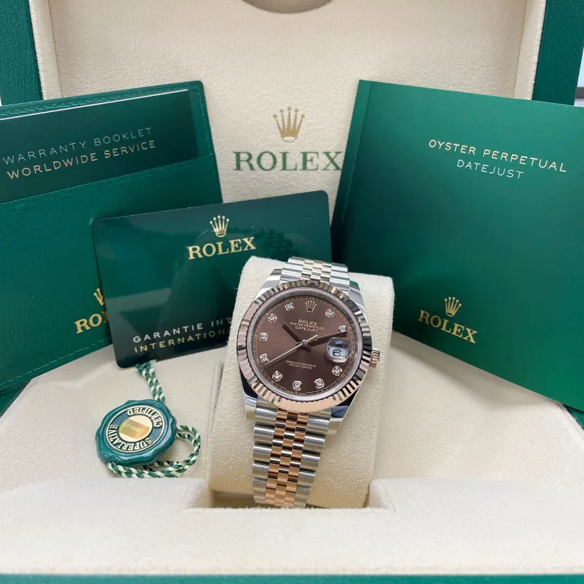 Rolex Datejust 41mm 126331 Datejust Chocolate Diamond Oyster Steel and Everose Gold Watch