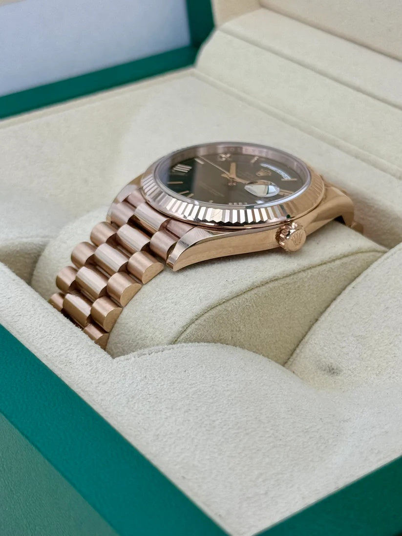 Rolex  Day-Date "President" 40mm Everose Gold Chocolate Roman Dial - 228235