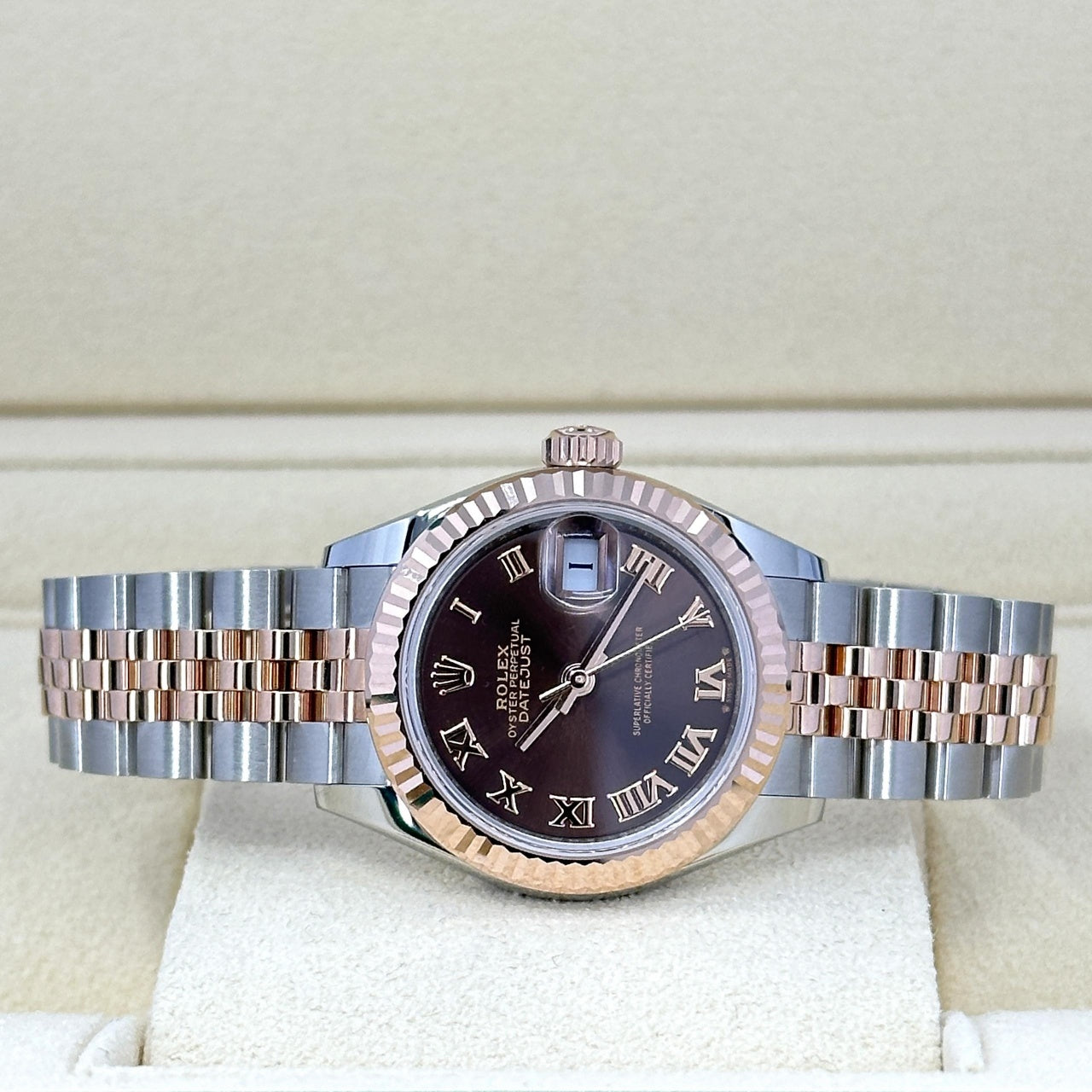 Rolex Lady-Datejust 28mm 279171 Chocolate Roman Oyster Stainless Steel and Rose Gold