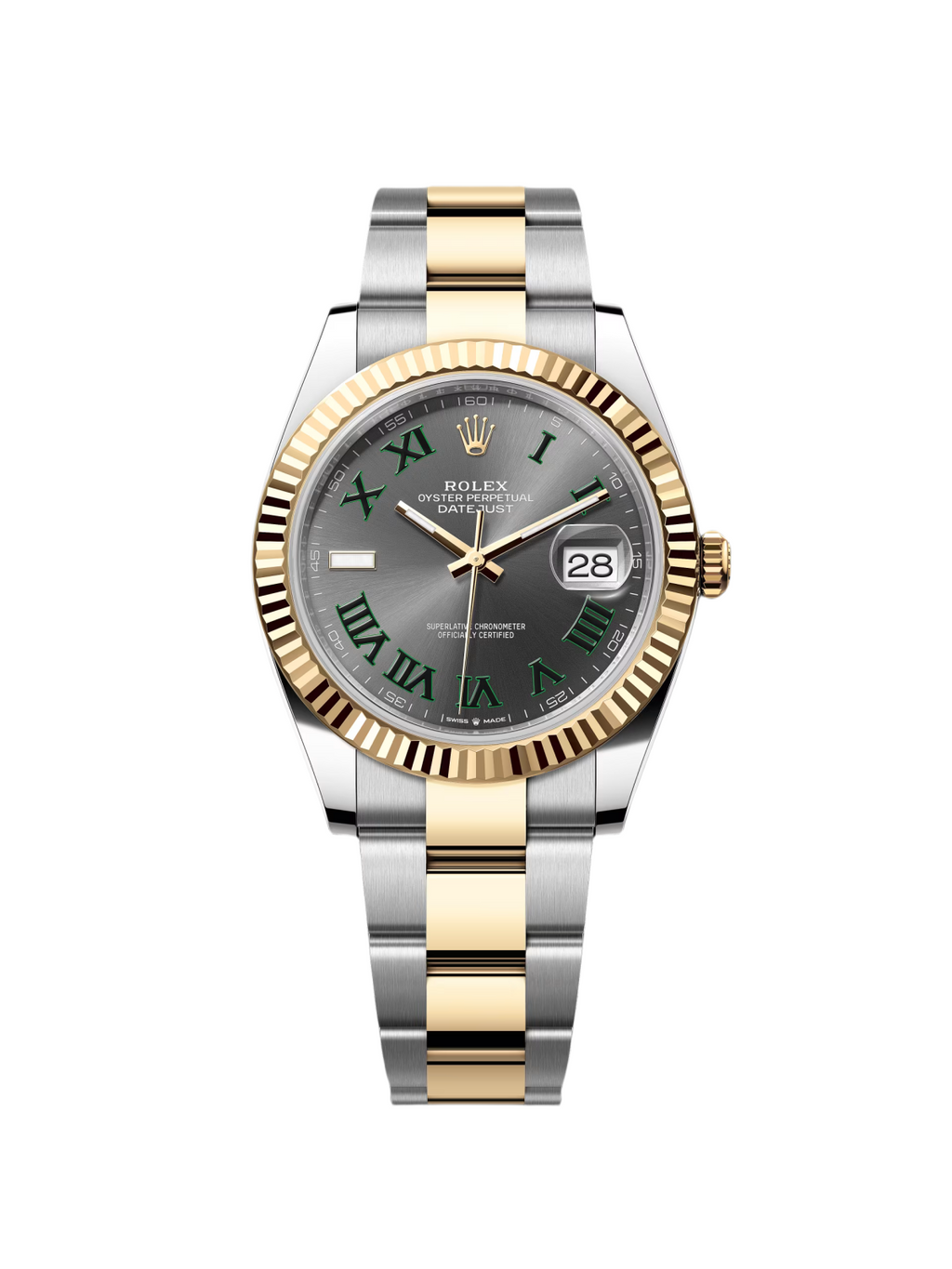 Rolex  Datejust 41mm 126333 Two-Tone Yellow Gold Fluted Bezel "Wimbledon" Dial Oyster