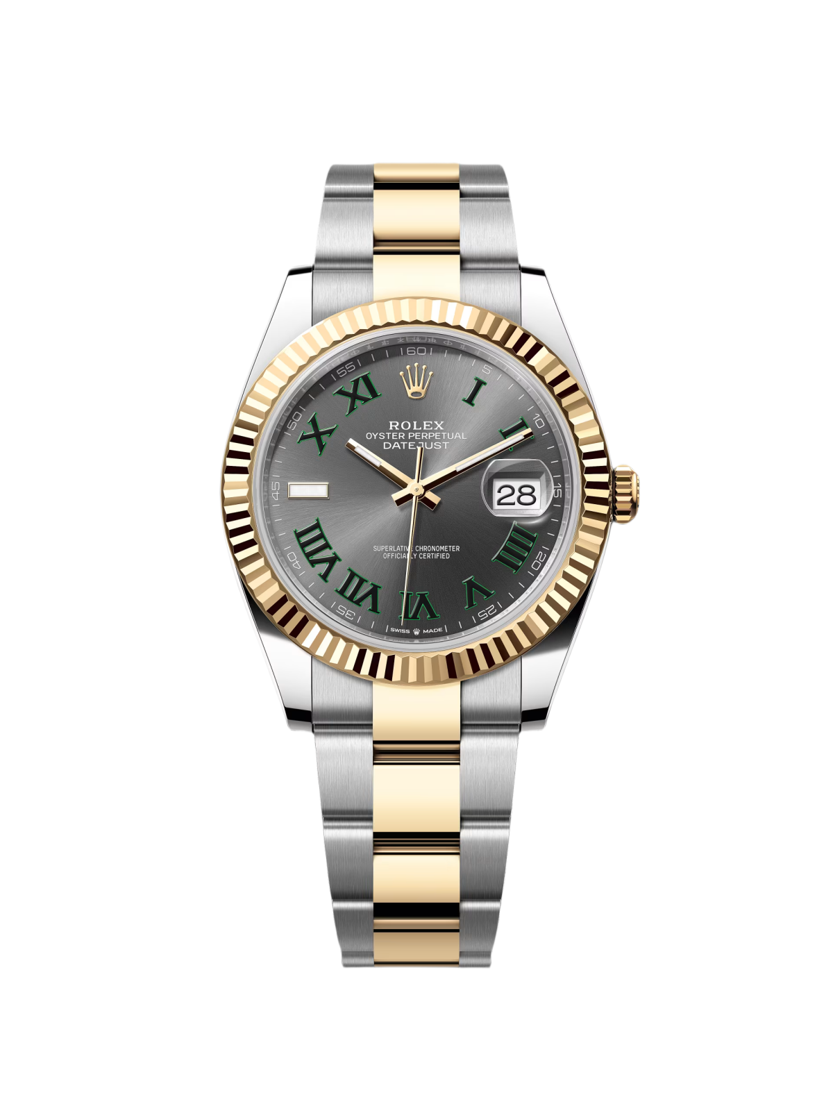Rolex  Datejust 41mm 126333 Two-Tone Yellow Gold Fluted Bezel "Wimbledon" Dial Oyster