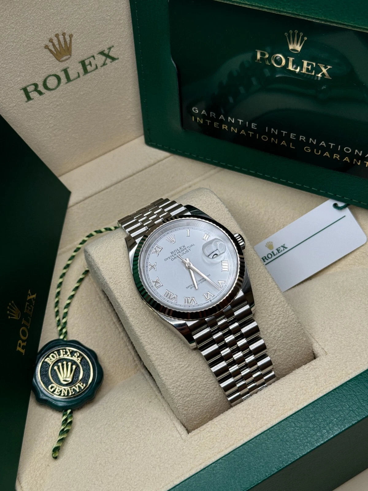 Rolex  Datejust 41mm 126334 White Roman Oyster Stainless Steel Mens Watch