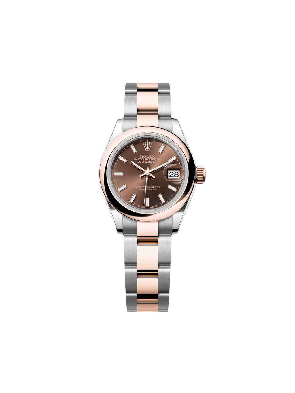 Rolex Lady-Datejust 28mm  279161 Chocolate Stick Dial, Two Tone Stainless Steel & 18K Rose Gold Oyster Bracelet Women's Watch