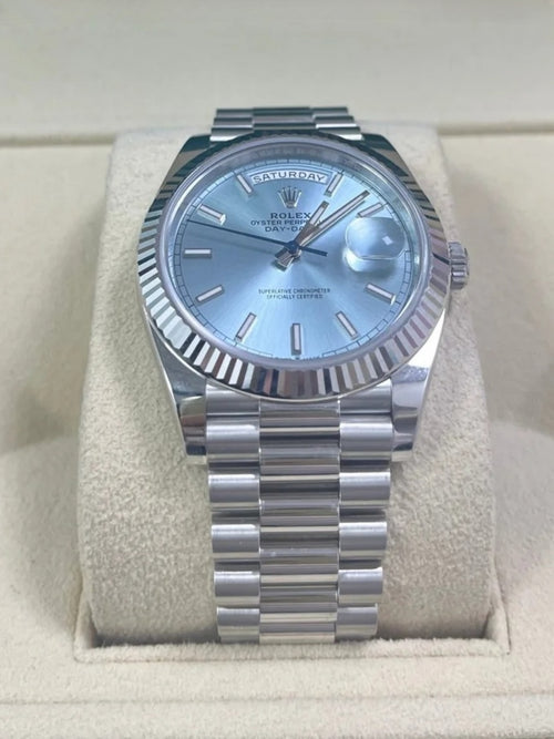 Rolex  Day-Date "President" 40mm Platinum Ice Blue Index Dial - 228236