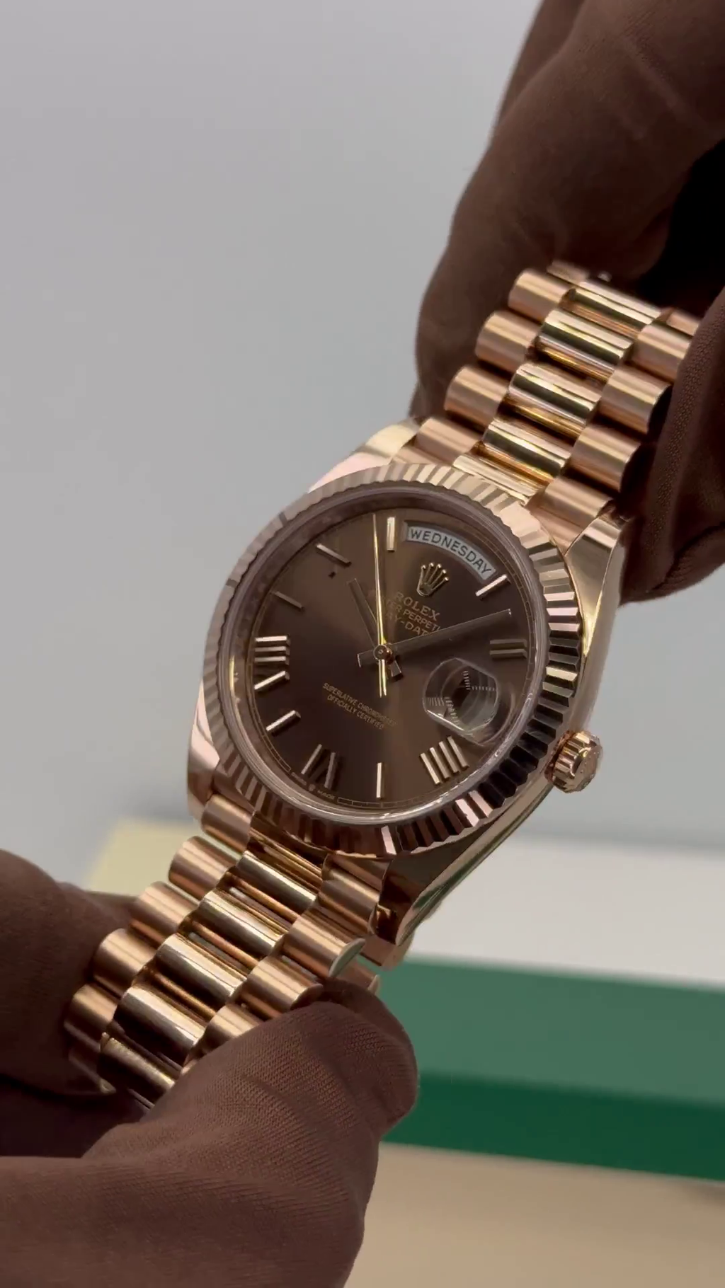 Rolex  Day-Date "President" 40mm Everose Gold Chocolate Roman Dial - 228235