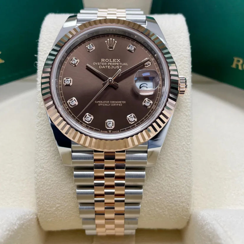 Rolex Datejust 41mm 126331 Datejust Chocolate Diamond Oyster Steel and Everose Gold Watch