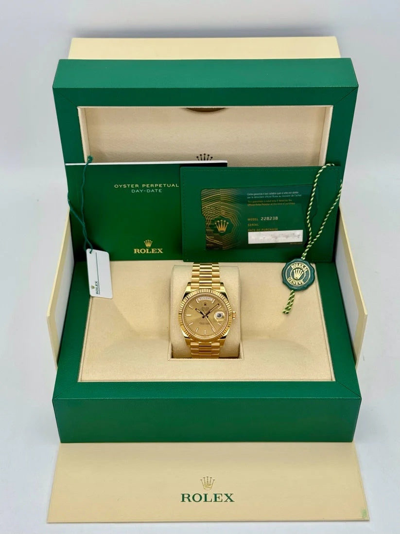 Rolex  Day-Date "President" 40mm Yellow Gold Champagne Index Dial - 228238