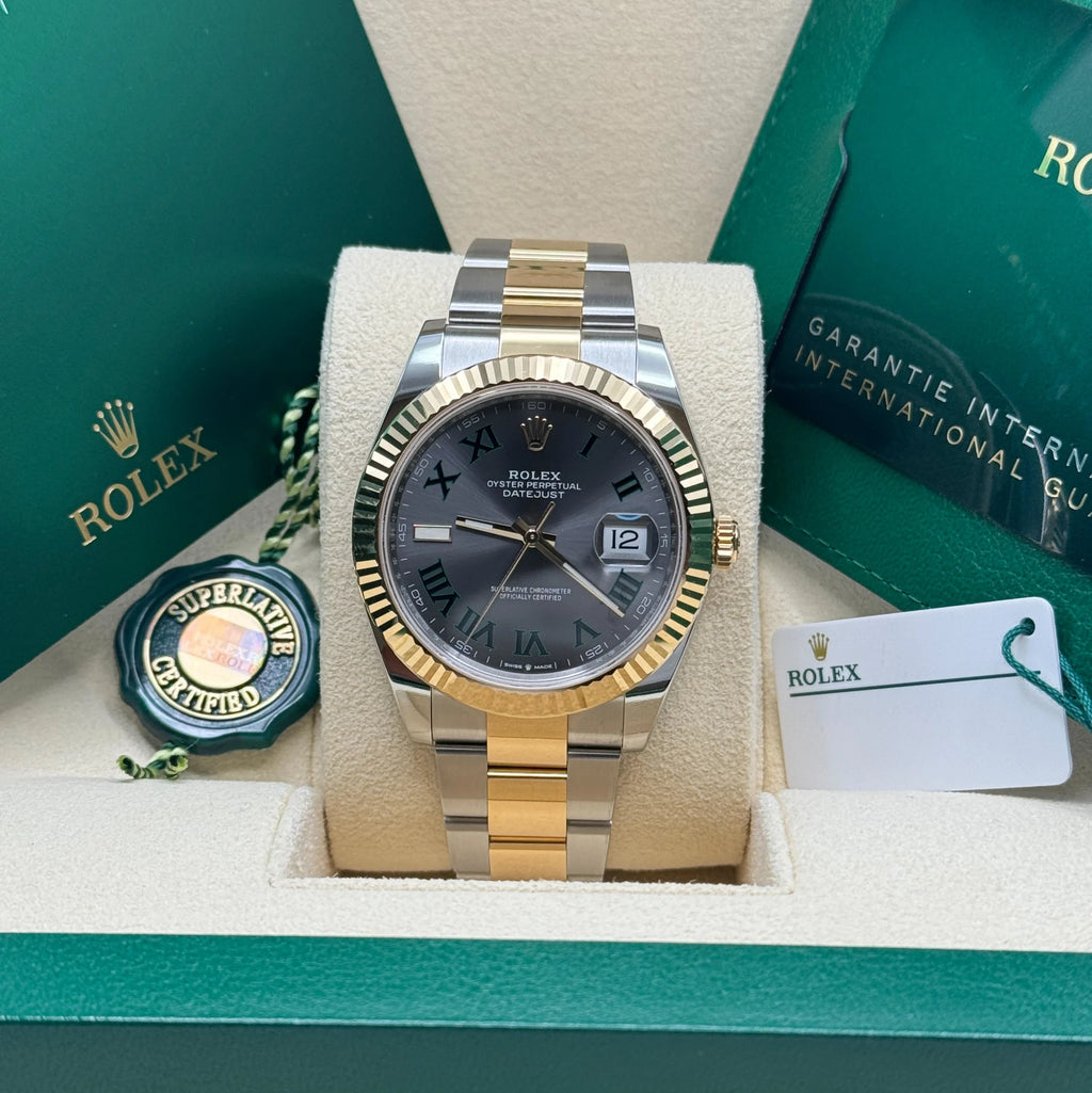 Rolex  Datejust 41mm 126333 Two-Tone Yellow Gold Fluted Bezel "Wimbledon" Dial Oyster