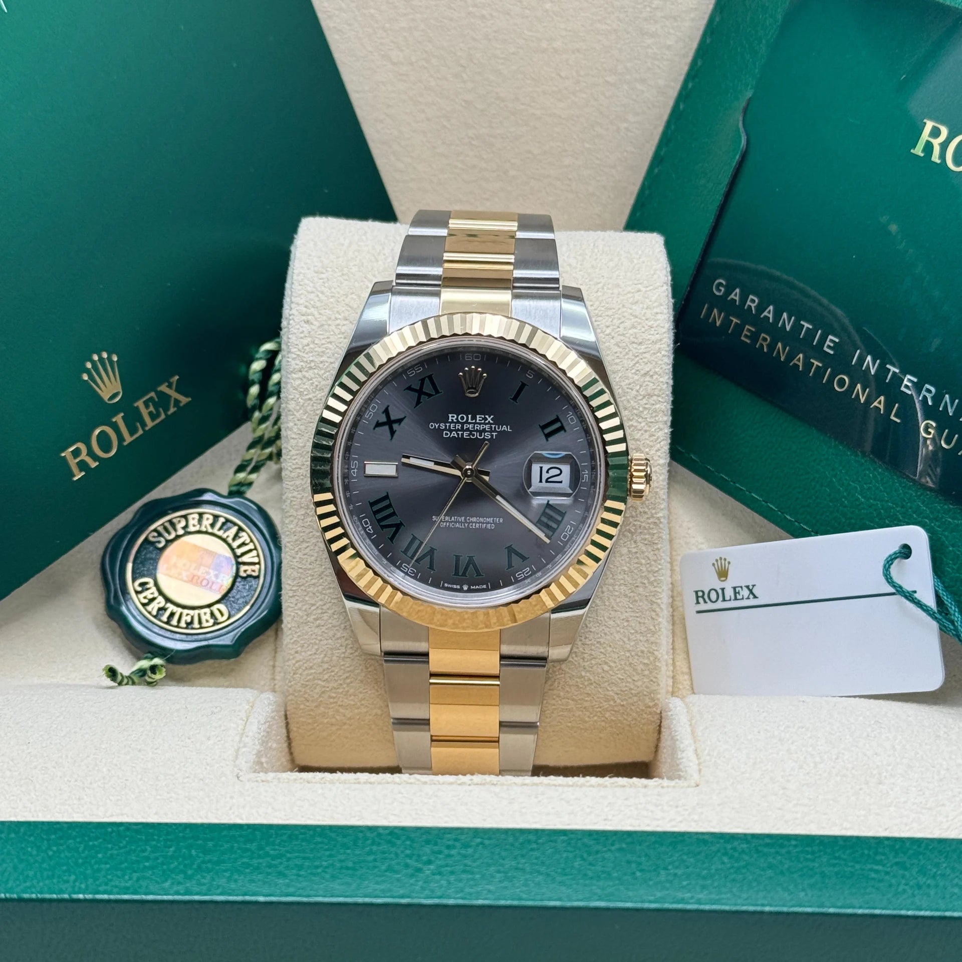 Rolex  Datejust 41mm 126333 Two-Tone Yellow Gold Fluted Bezel "Wimbledon" Dial Oyster