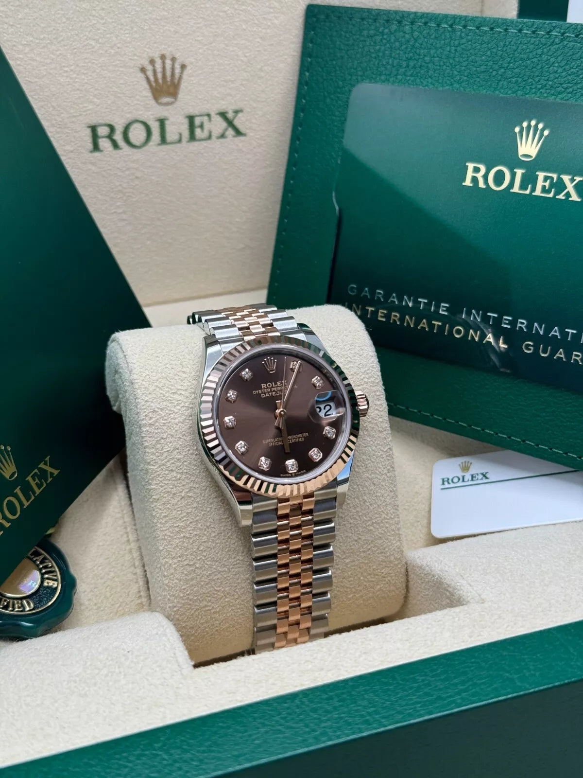Rolex Lady-Datejust 28mm 279171 Chocolate Diamond Oyster Stainless Steel and Rose Gold