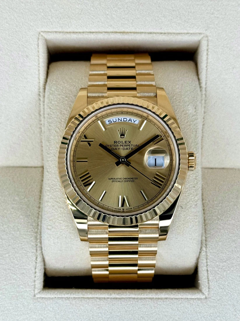 Rolex Day-Date "President" 40mm Yellow Gold Champagne Roman Numeral Dial - 228238