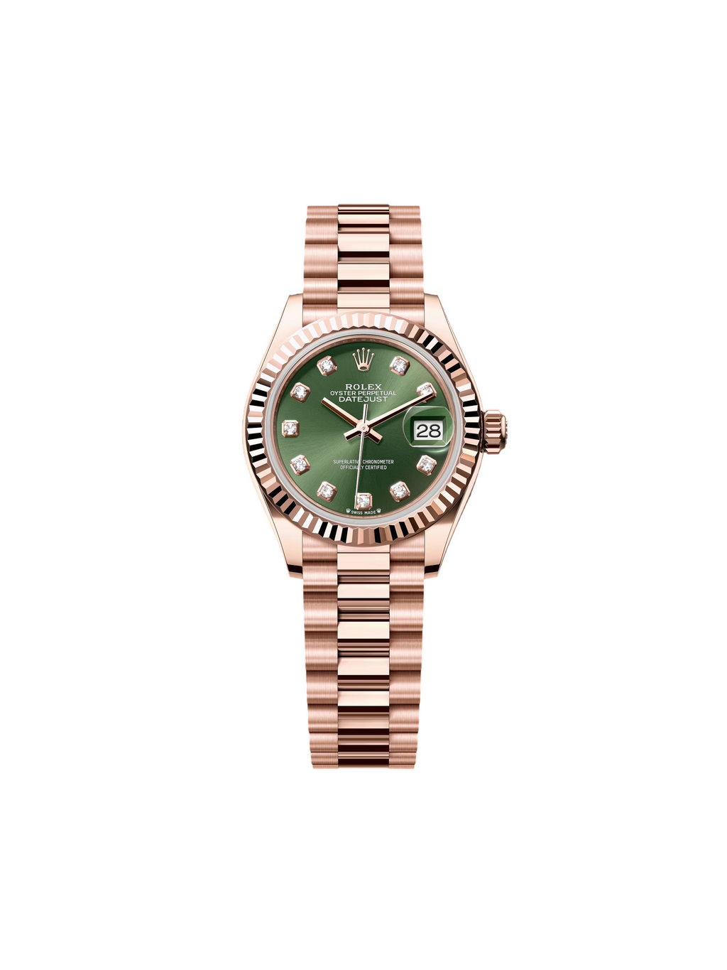 Rolex Lady-Datejust 28mm 279175 Green Diamond-Set Dial President Everose Gold