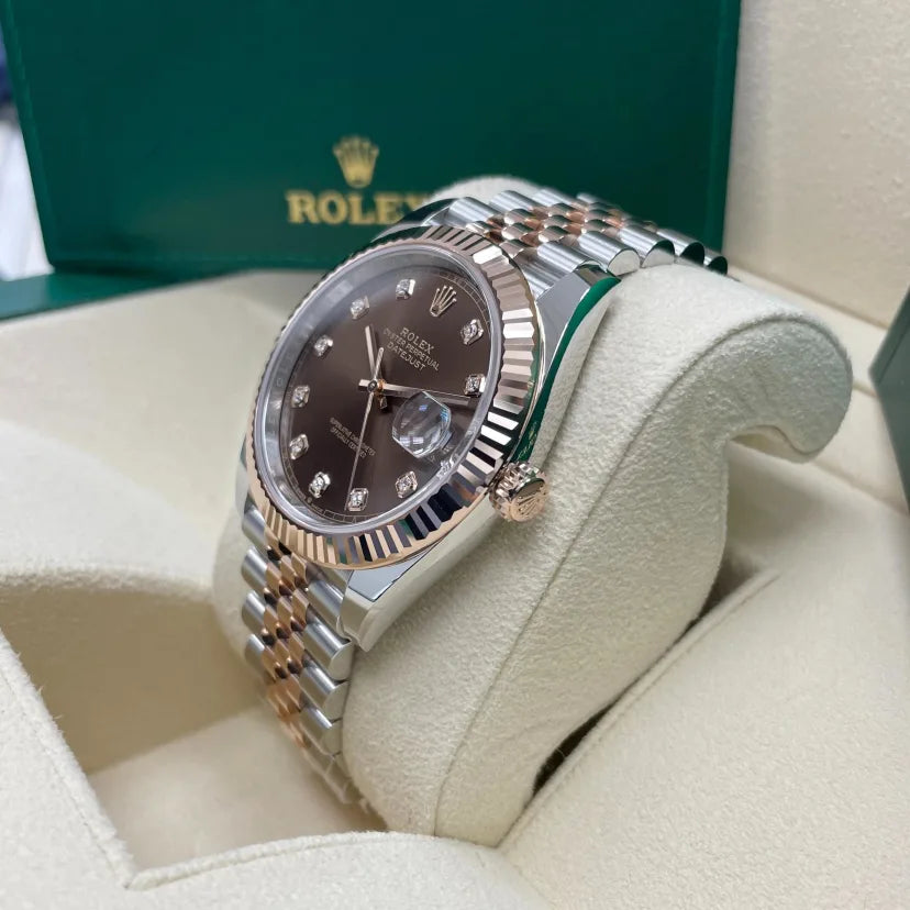 Rolex Datejust 41mm 126331 Datejust Chocolate Diamond Oyster Steel and Everose Gold Watch