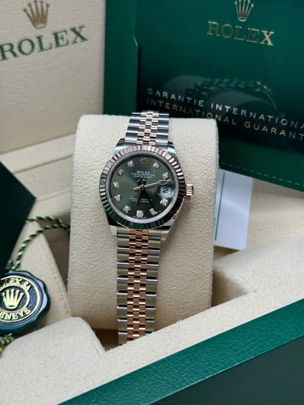 Rolex Lady-Datejust 28mm 279171 Green Diamond Oyster Stainless Steel and Rose Gold