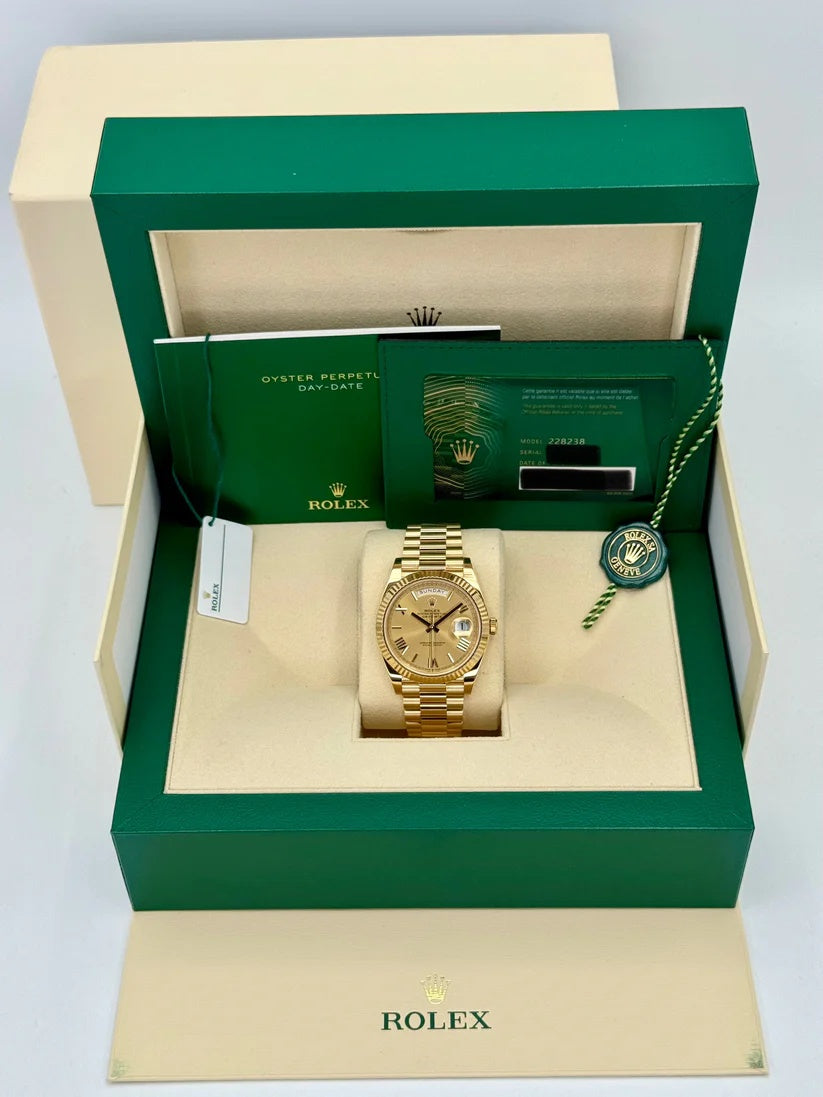 Rolex Day-Date "President" 40mm Yellow Gold Champagne Roman Numeral Dial - 228238