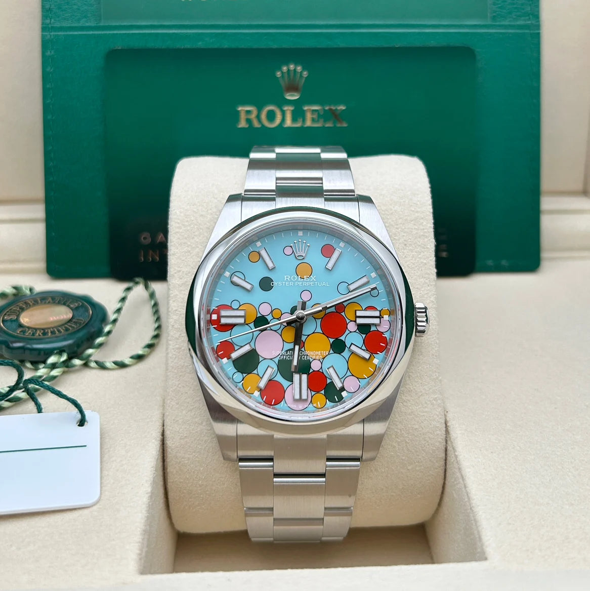 Rolex 124300-0008 Oyster Perpetual 41mm Turquoise blue Celebration Dial