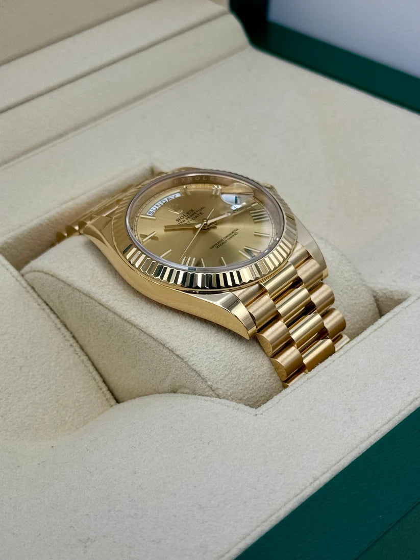 Rolex Day-Date "President" 40mm Yellow Gold Champagne Roman Numeral Dial - 228238