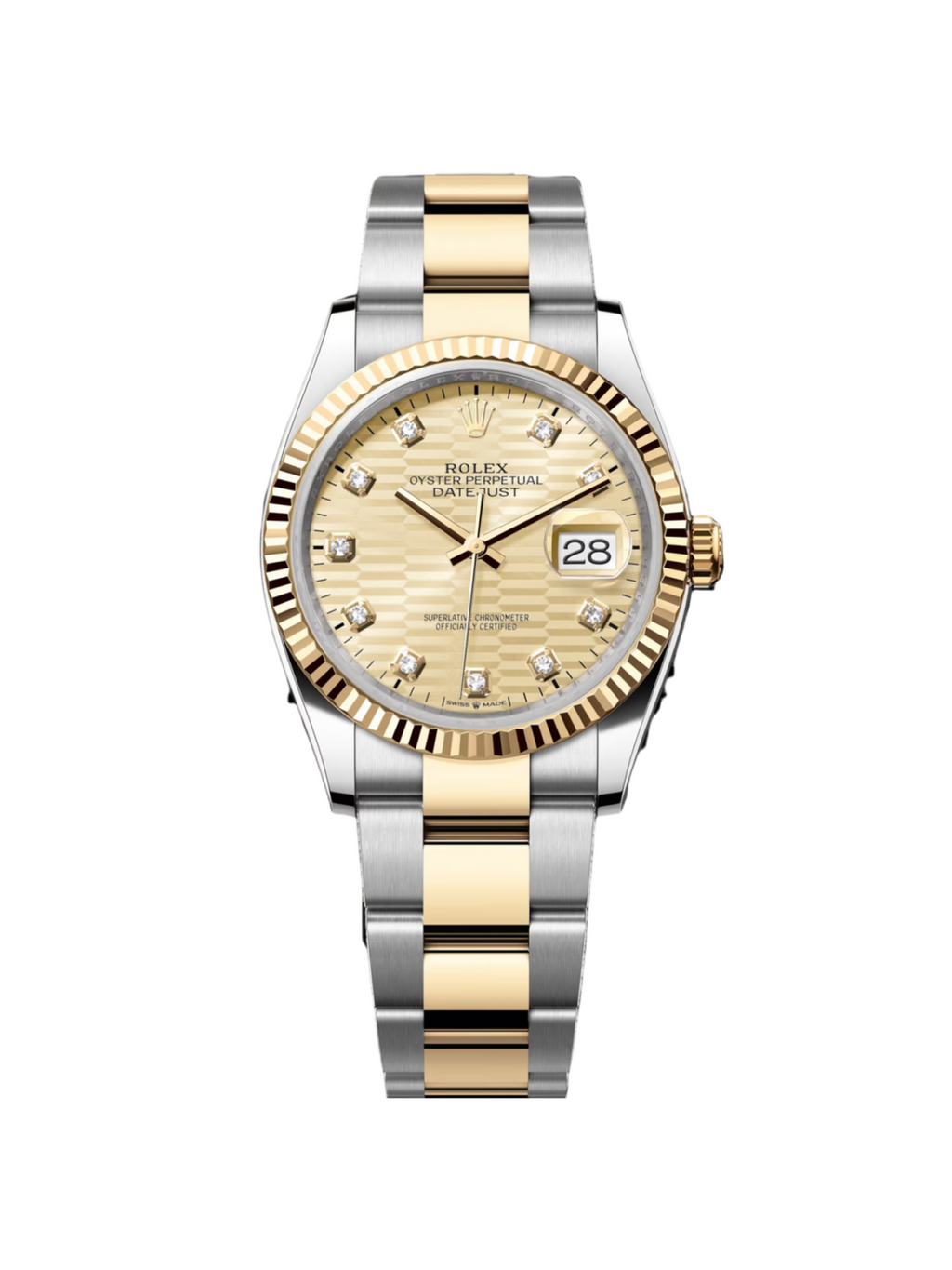 Rolex  Datejust 36mm 126233 Champagne Fluted Motif Diamond Dial Jubilee Bracelet