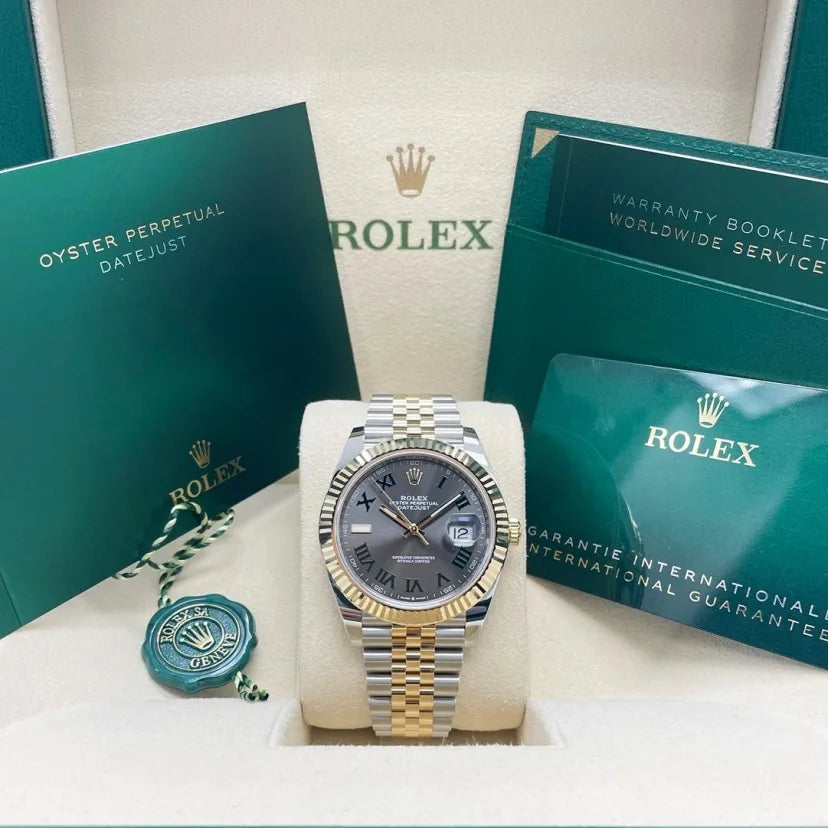 Rolex  Datejust 41mm 126333 Two-Tone Yellow Gold Fluted Bezel "Wimbledon" Dial Oyster