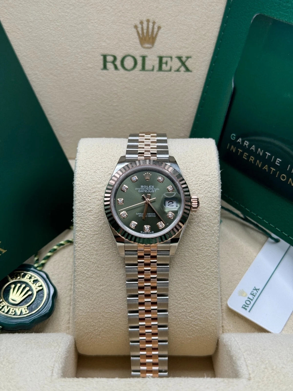 Rolex Lady-Datejust 28mm 279171 Green Diamond Oyster Stainless Steel and Rose Gold