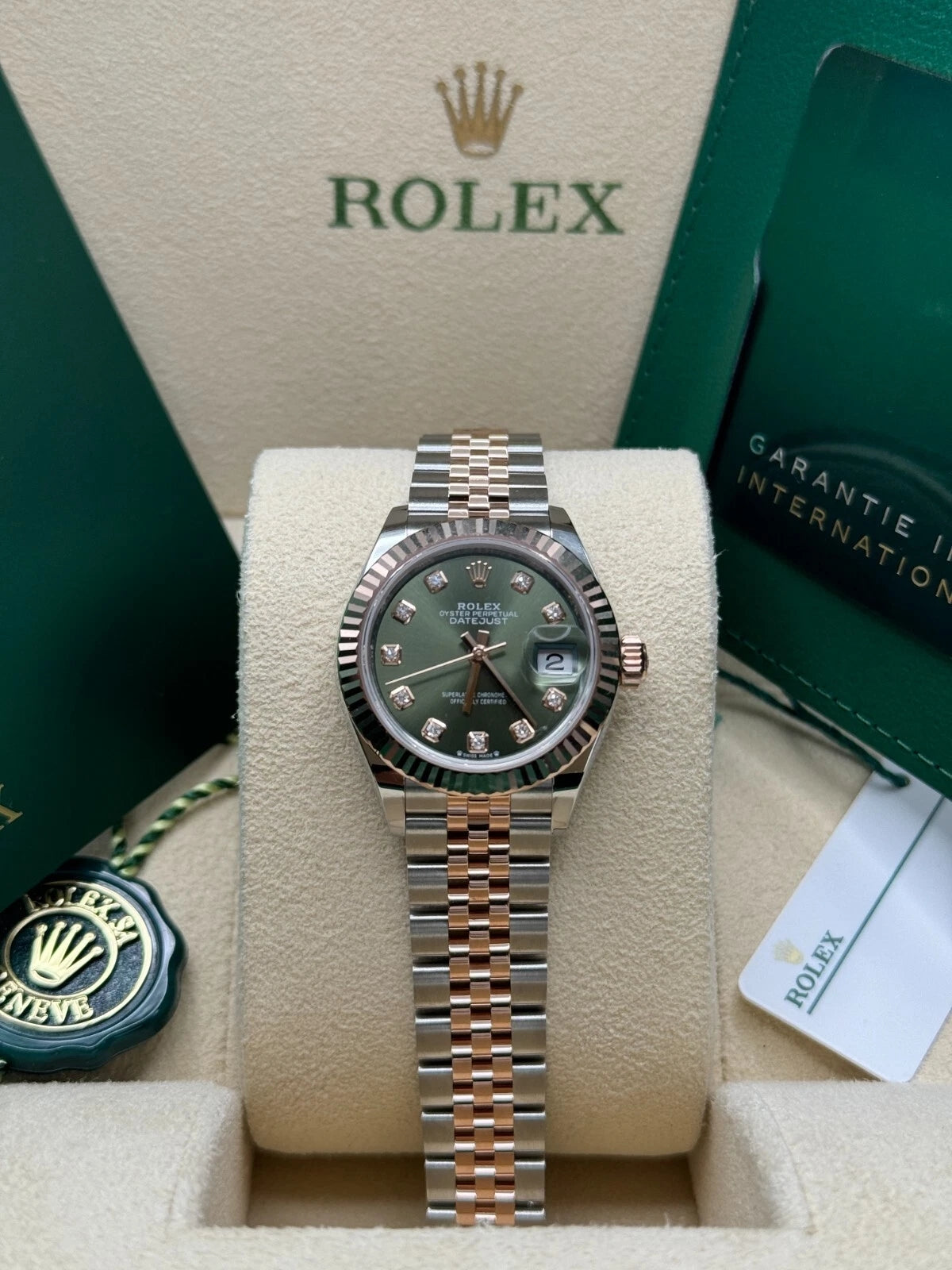 Rolex Lady-Datejust 28mm 279171 Green Diamond Oyster Stainless Steel and Rose Gold