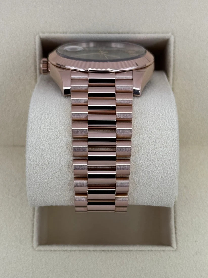 Rolex  Day-Date "President" 40mm Everose Gold Olive Green Roman Dial - 228235