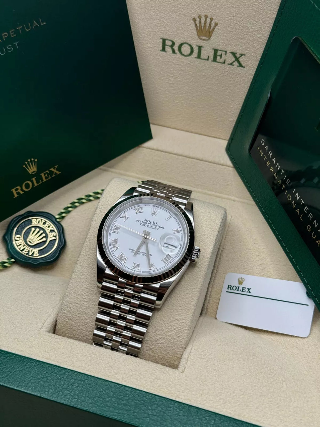 Rolex  Datejust 41mm 126334 White Roman Oyster Stainless Steel Mens Watch