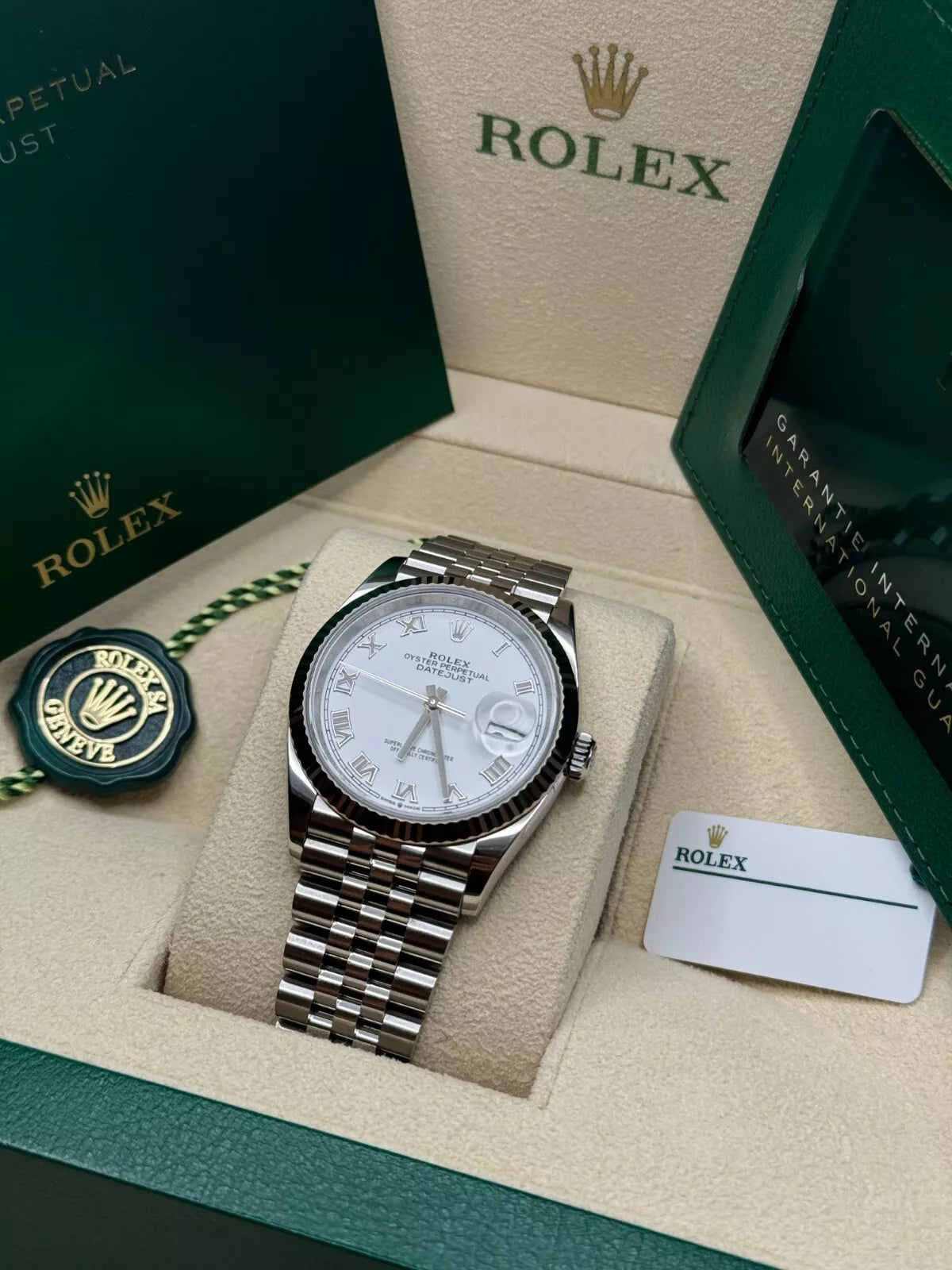 Rolex  Datejust 41mm 126334 White Roman Oyster Stainless Steel Mens Watch