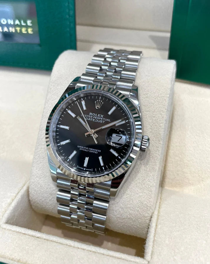 Rolex  Datejust 36mm 126234 Black Index Jubilee Stainless Steel Mens Watch