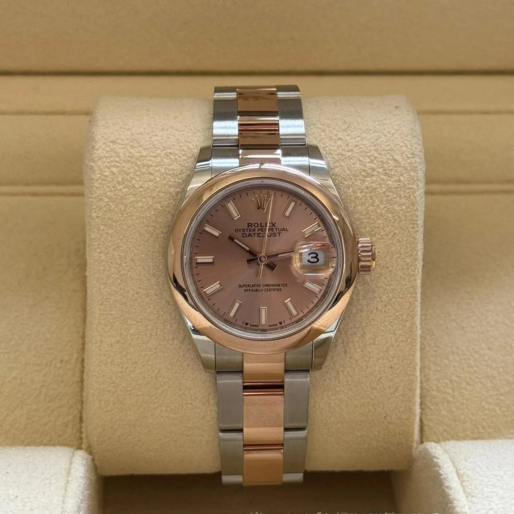 Rolex Lady-Datejust 28mm  279161 Rose Stick Dial, Two Tone Stainless Steel & 18K Rose Gold Oyster Bracelet Women's Watch