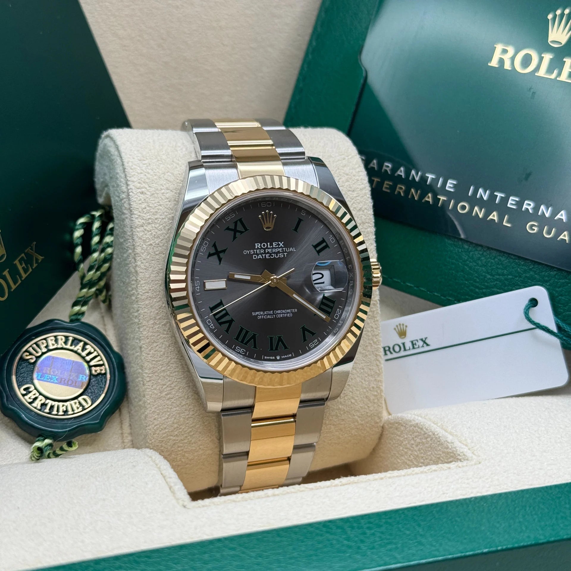 Rolex  Datejust 41mm 126333 Two-Tone Yellow Gold Fluted Bezel "Wimbledon" Dial Oyster