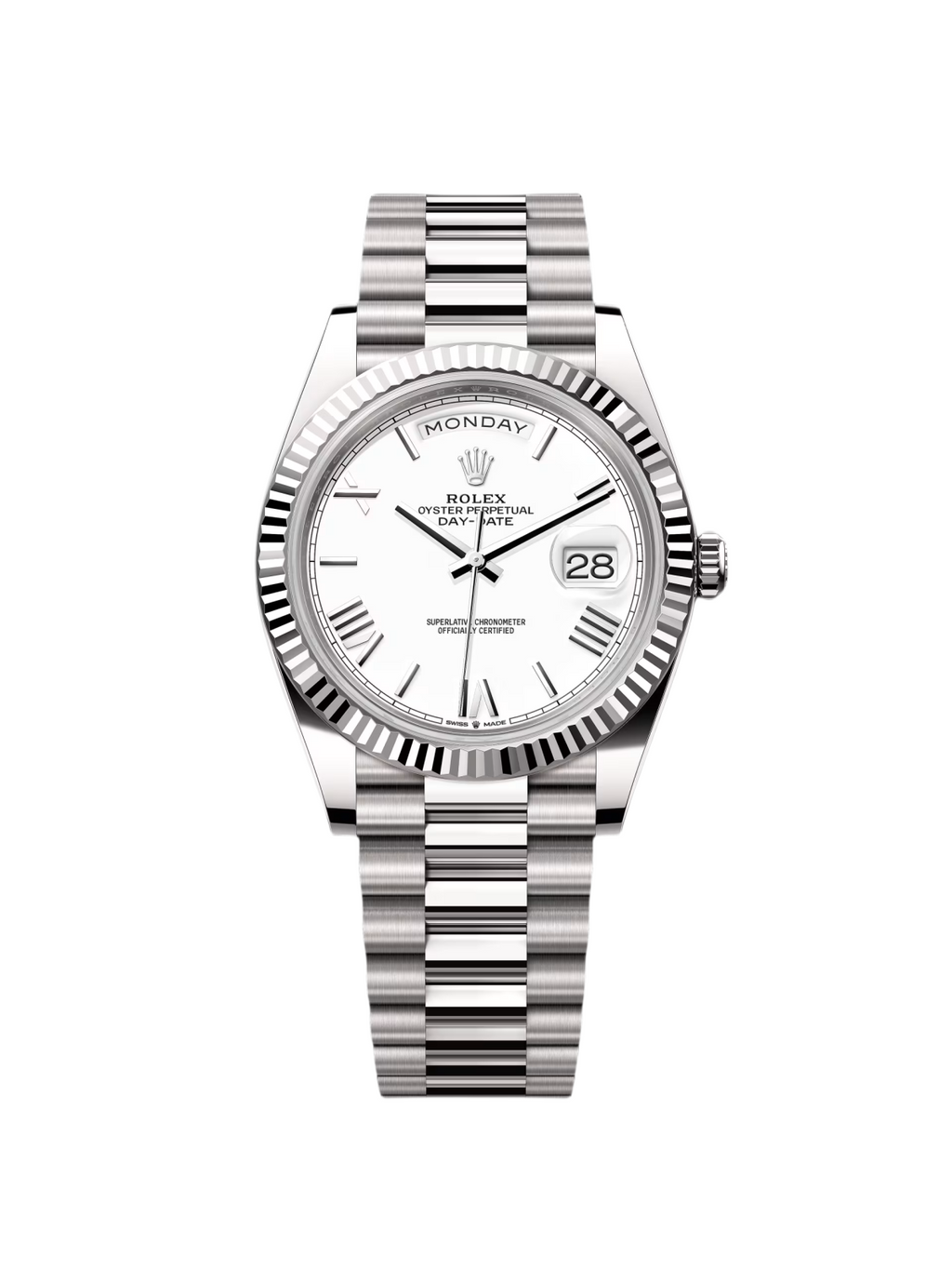 Rolex  Day-Date "President" 40mm White Gold White Roman Dial - 228239