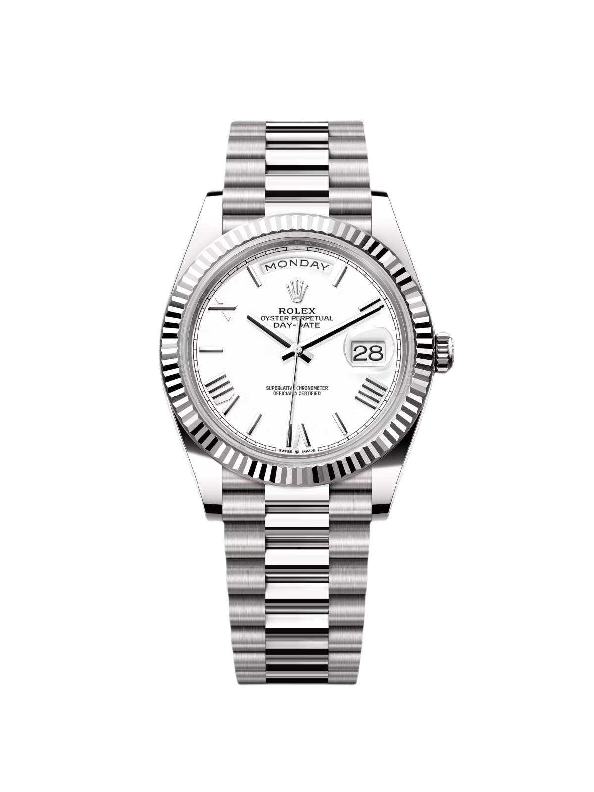 Rolex  Day-Date "President" 40mm White Gold White Roman Dial - 228239