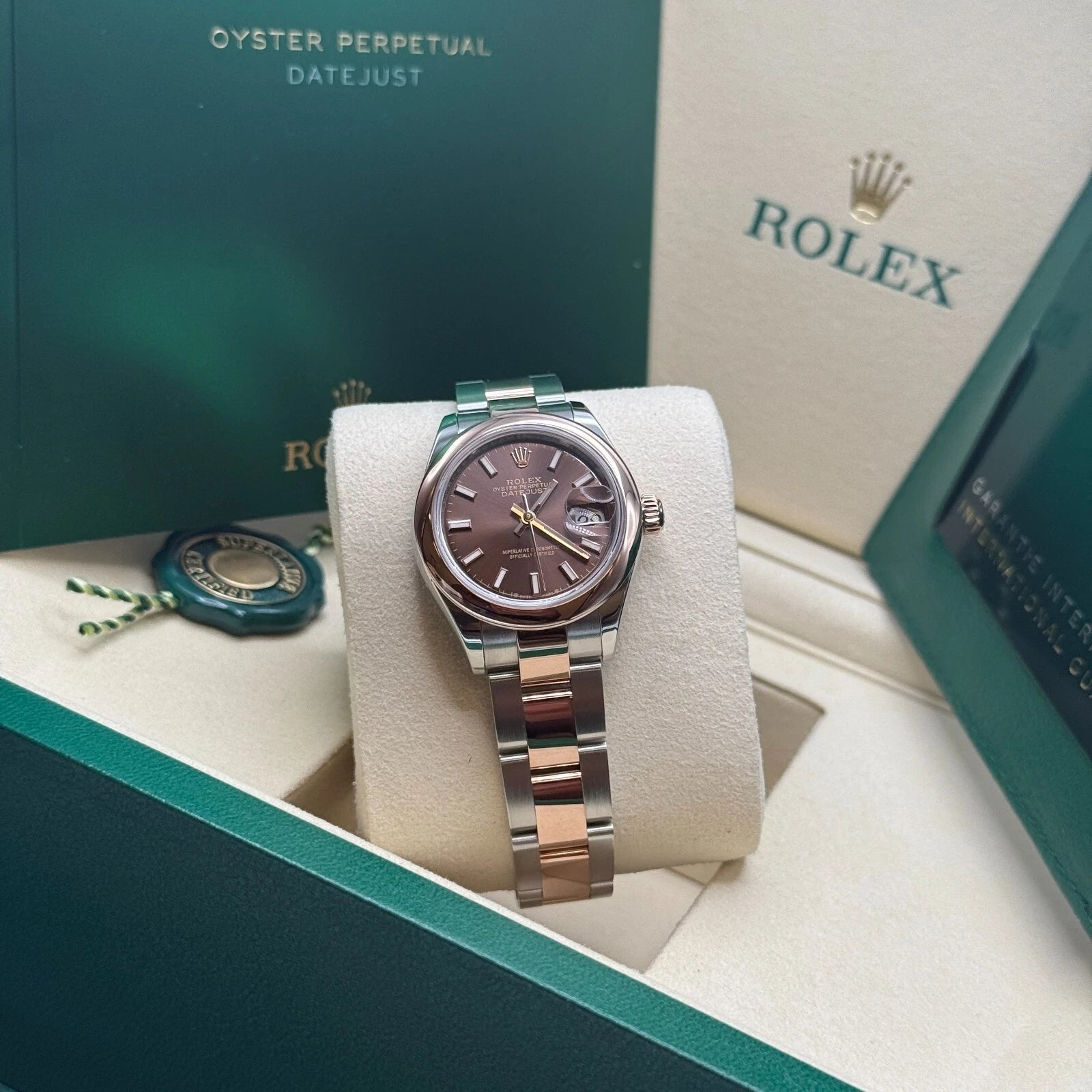 Rolex Lady-Datejust 28mm  279161 Chocolate Stick Dial, Two Tone Stainless Steel & 18K Rose Gold Oyster Bracelet Women's Watch