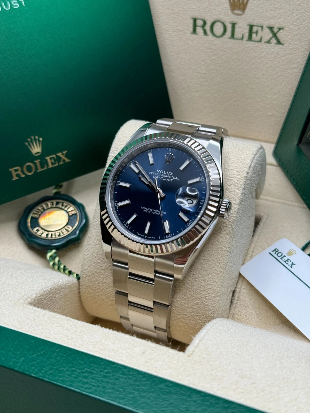 Rolex  Datejust 41mm 126334 Blue Index Oyster Stainless Steel Men’s Watch