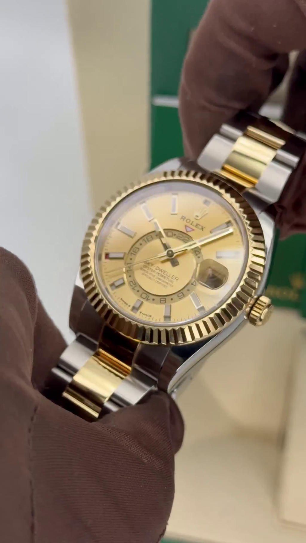 Rolex  Sky-Dweller 42mm 336933-0001 Two-Tone Yellow Gold Champagne Dial Oyster