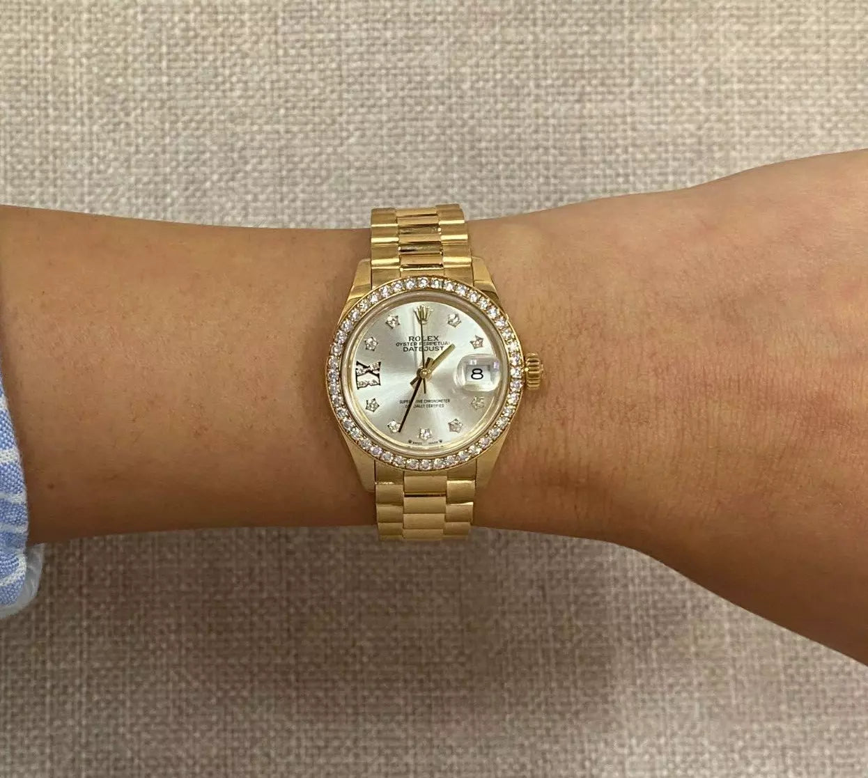 Rolex Lady-Datejust 28mm 279138RBR Silver Dial President Bracelet Watch