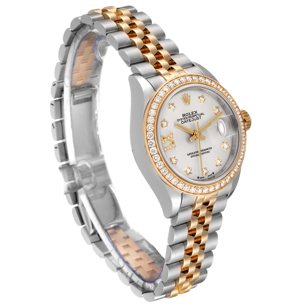 Rolex Lady-Datejust 28mm 279383RBR Silver Diamond Dial Yellow Rolesor Oyster Bracelet