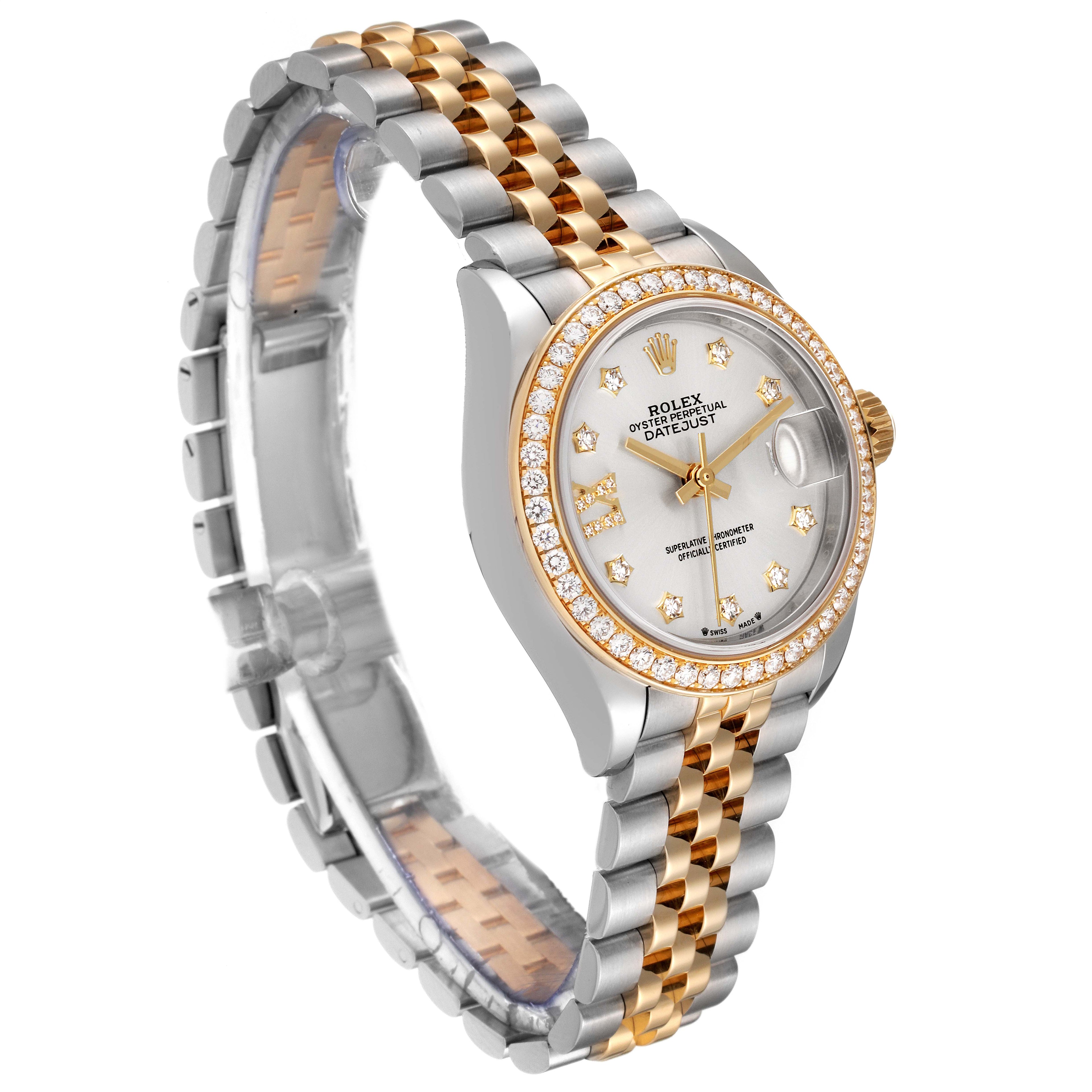 Rolex Lady-Datejust 28mm 279383RBR Silver Diamond Dial Yellow Rolesor Oyster Bracelet