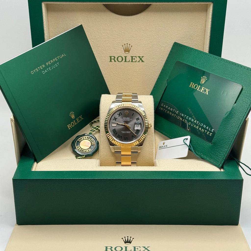 Rolex  Datejust 41mm 126333 Two-Tone Yellow Gold Fluted Bezel "Wimbledon" Dial Oyster