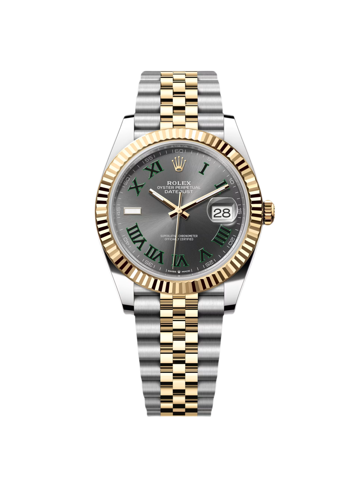 Rolex  Datejust 41mm 126333 Two-Tone Yellow Gold Fluted Bezel "Wimbledon" Dial Oyster