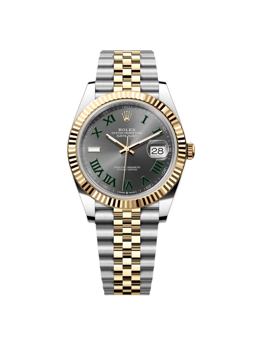 Rolex  Datejust 41mm 126333 Two-Tone Yellow Gold Fluted Bezel "Wimbledon" Dial Oyster