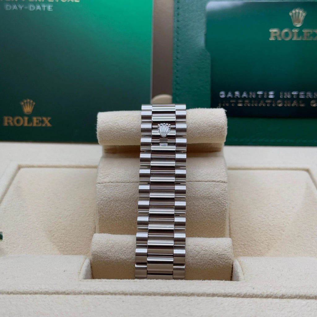 Rolex  Day-Date "President" 40mm Platinum Green Olive Roman Dial - 228236