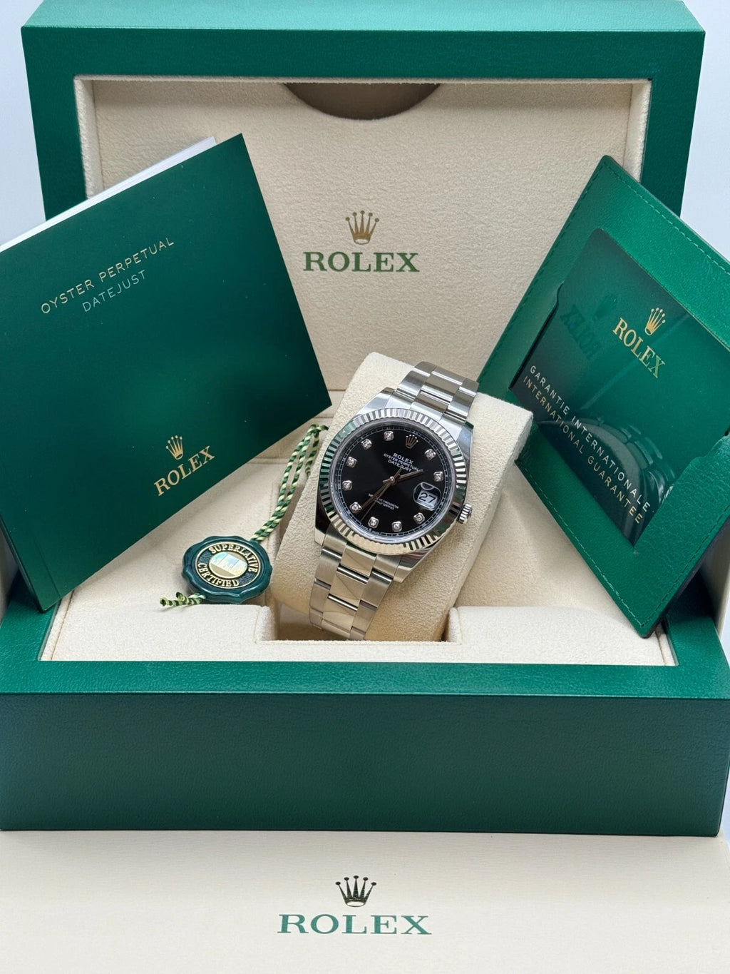 Rolex  Datejust 41mm 126334 Black Diamond Oyster Stainless Steel Mens Watch